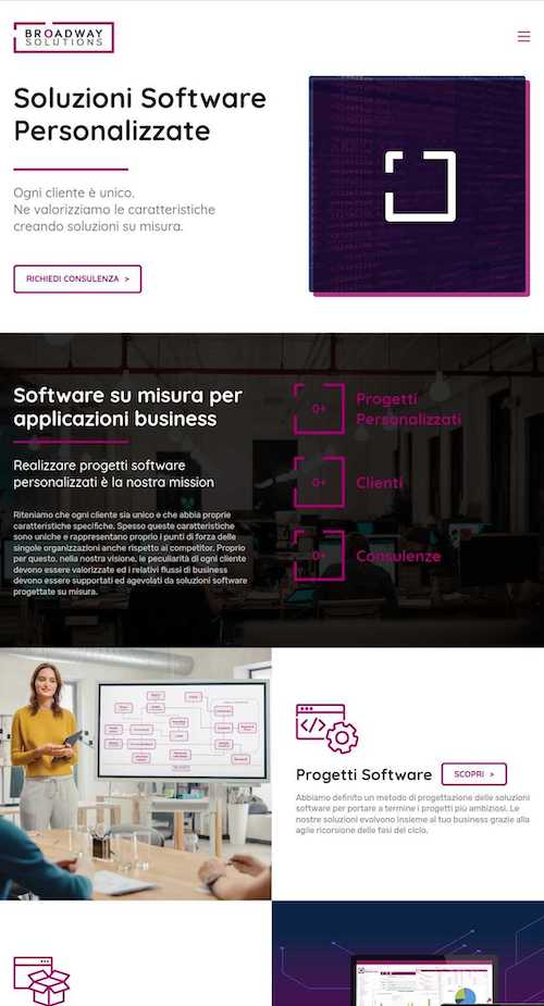 realizzazione sito tecnico azienda software broadway solutions