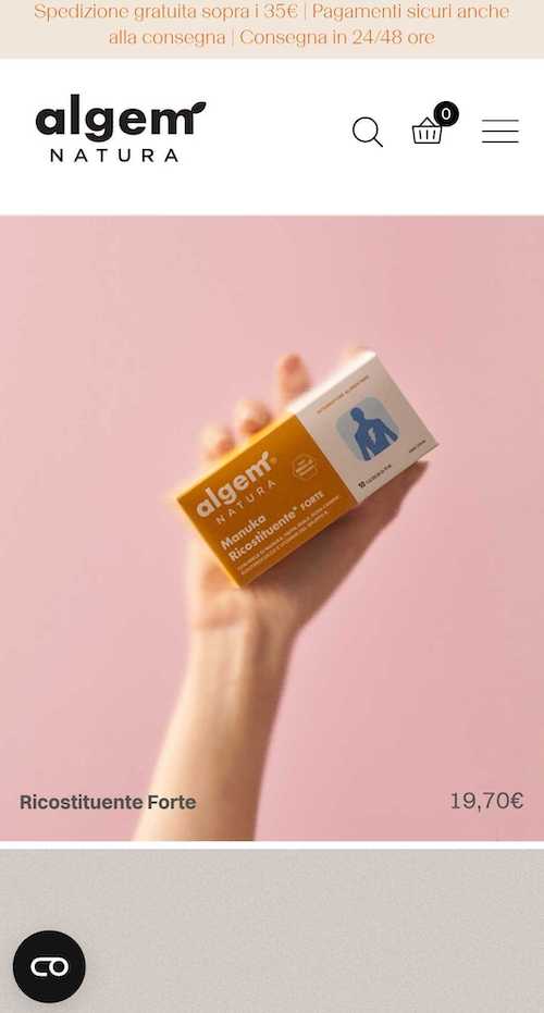 realizzazione ecommerce per integratori algem natura