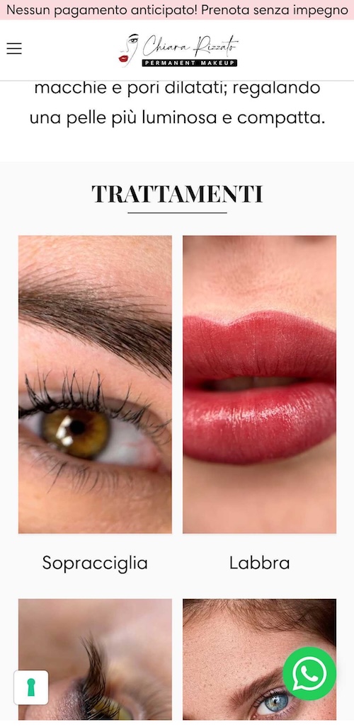 realizzazione sito trucco permanente e tattoo chiara rizzato