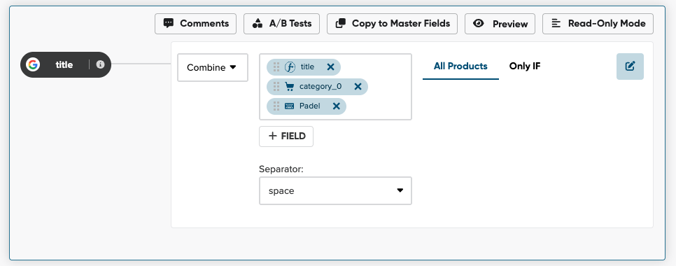 cambiare tutti i titoli prodotto per feed prodotti campagne google shopping